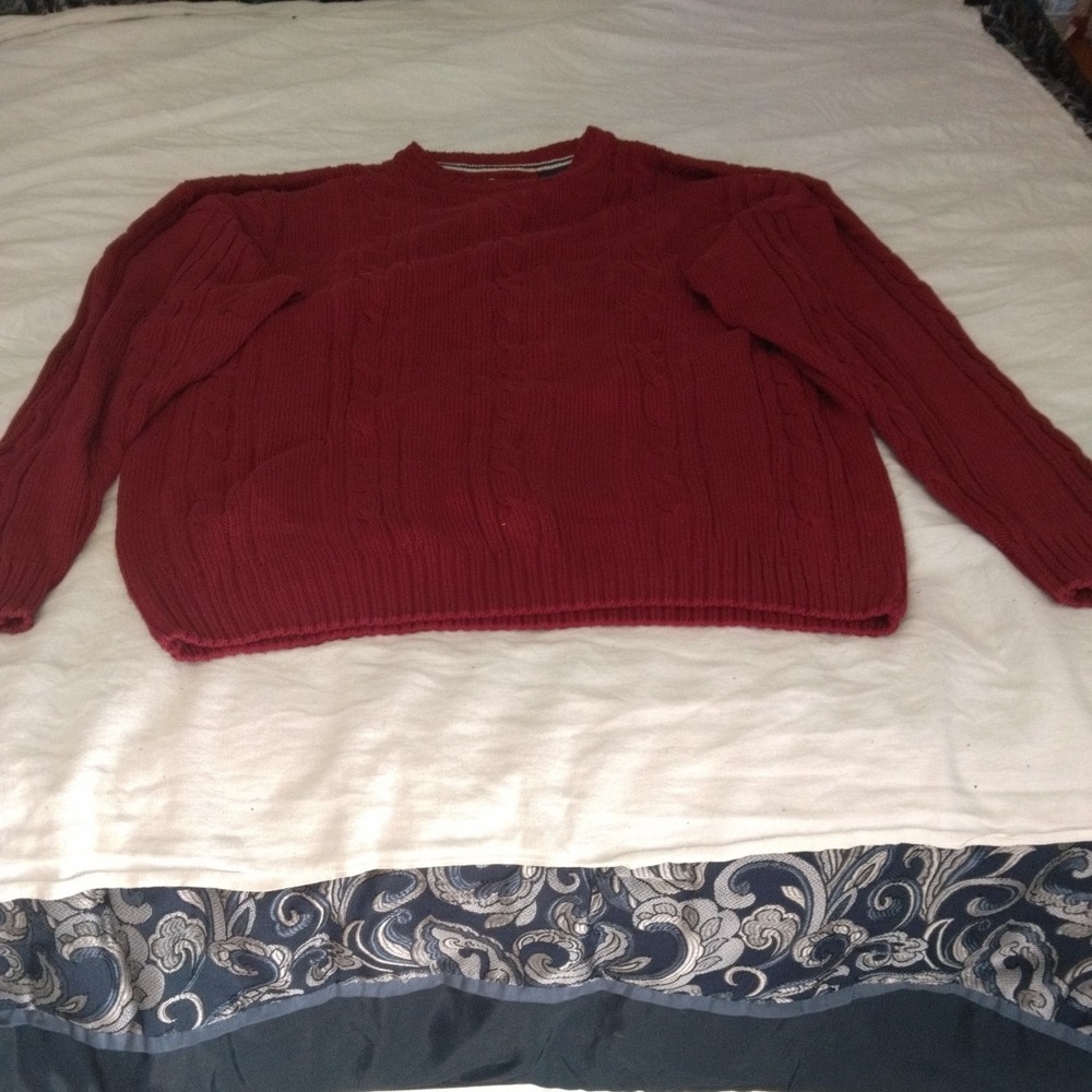 Vintage Bugle Boy Sweater Mens Large Red Pullover Knit Acrylic 80s Taiwan